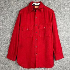 VINTAGE 1950’s Brent‎ Red Thick Wool Flannel Shirt Button down Size 15 Small?
